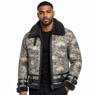 Jakewood 8404A Camouflage Genuine Sheepskin/Lambskin Leather Jacket