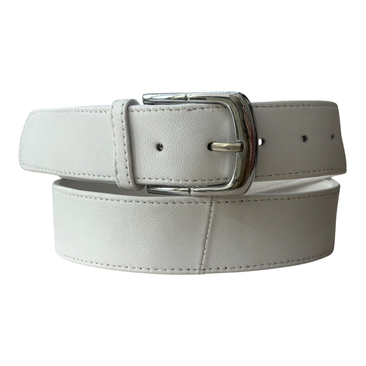 Jakewood White Genuine Lambskin Leather Belt