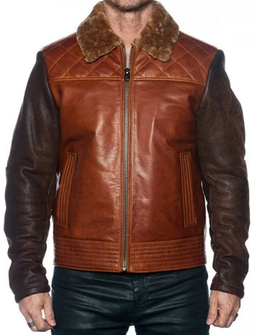 Jakewood 1800 Brown Genuine Sheepskin/Lambskin Leather Jacket