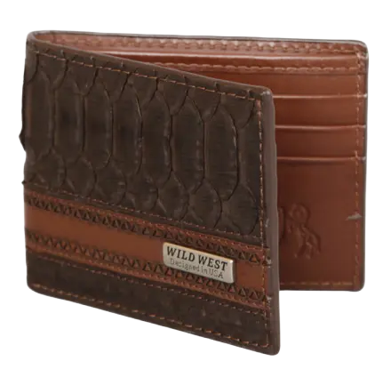 Wild West 2CA6G5707 Nubuck Brown Genuine Python Wallet Suit Essence