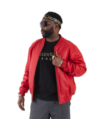 Jakewood 1051 Red Genuine Lambskin Baseball Varsity Jacket