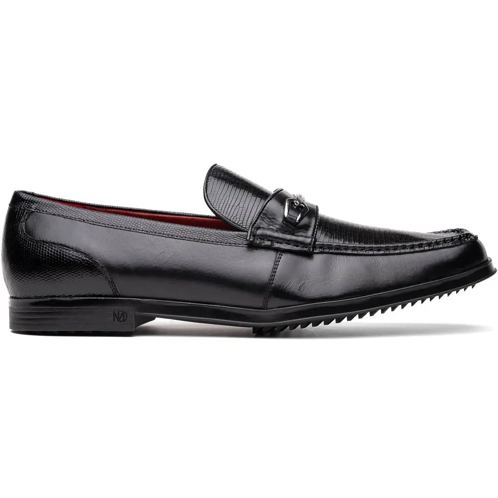 Marco Di Milano Ravello Black Genuine Lizard Ring Loafers