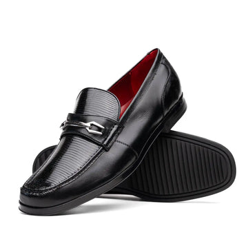 Marco Di Milano Ravello Black Genuine Lizard Ring Loafers