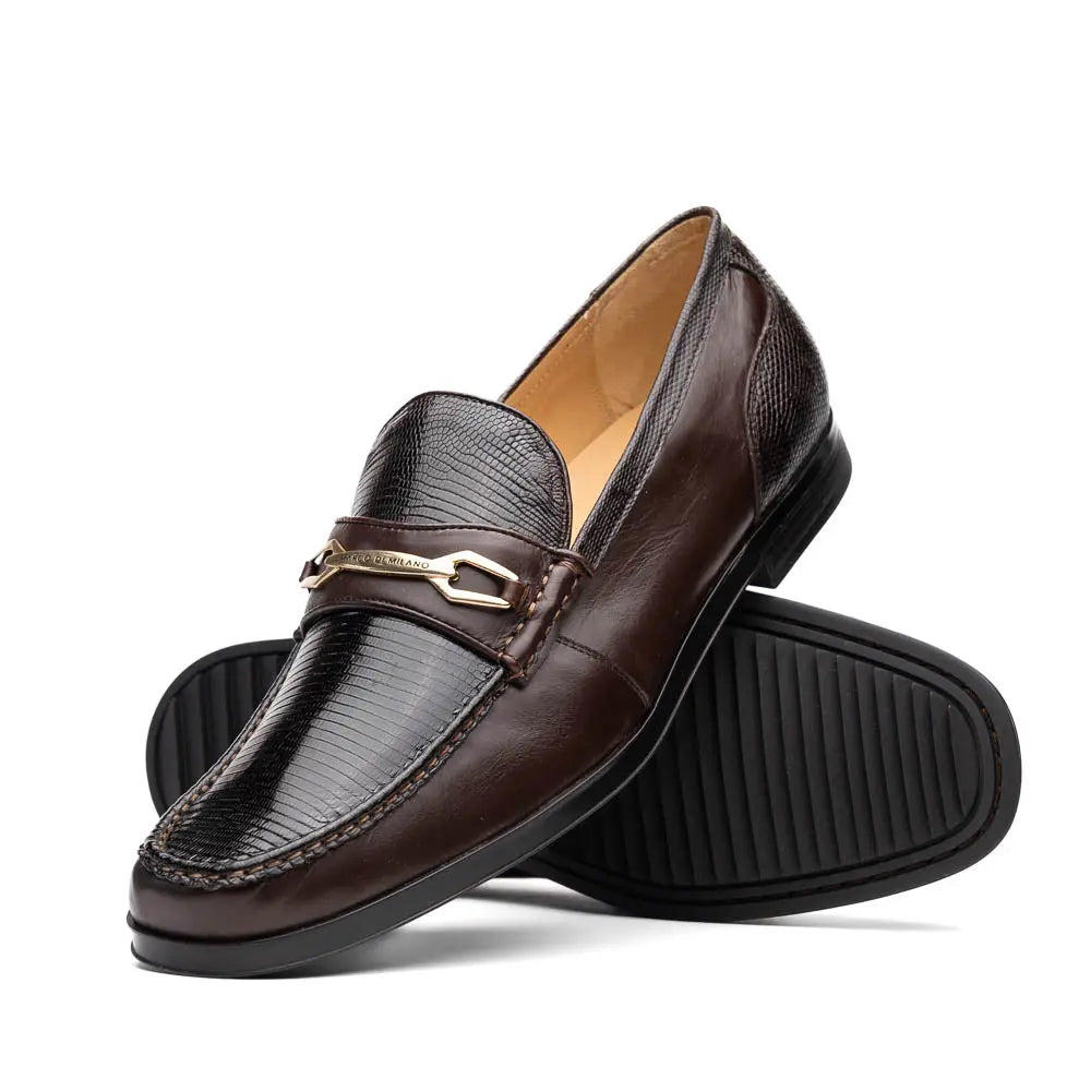 Marco Di Milano Ravello Brown Genuine Lizard Ring Loafers