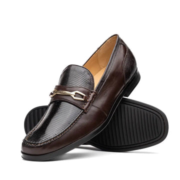 Marco Di Milano Ravello Brown Genuine Lizard Ring Loafers
