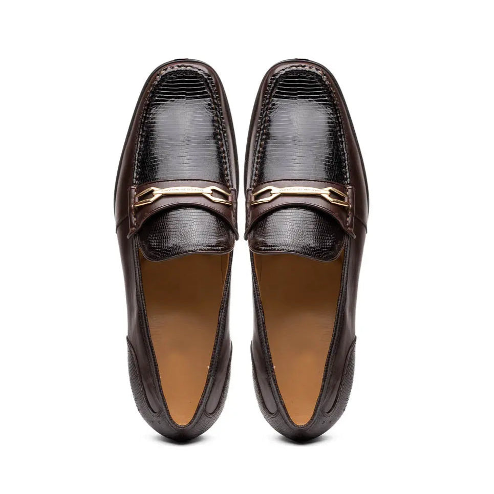 Marco Di Milano Ravello Brown Genuine Lizard Ring Loafers