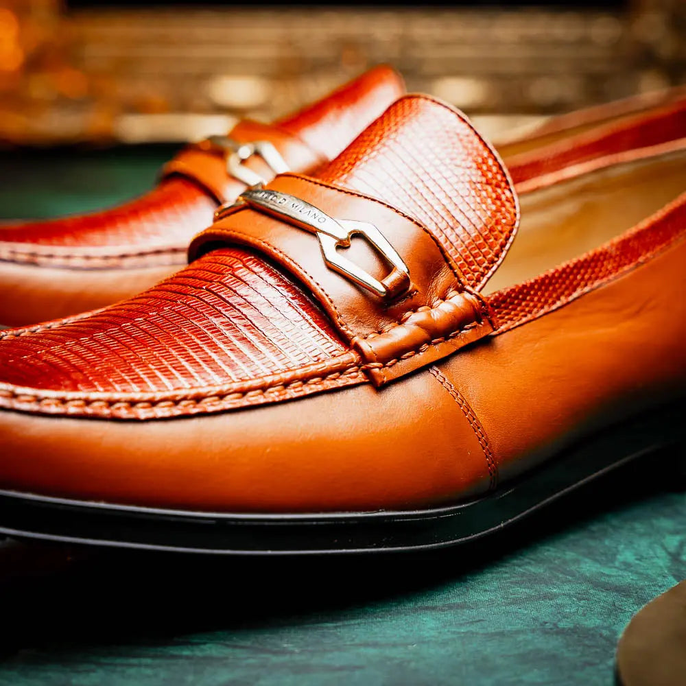 Marco Di Milano Ravello Cognac Genuine Lizard Ring Loafers
