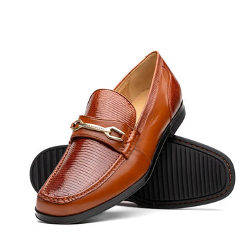 Marco Di Milano Ravello Cognac Genuine Lizard Ring Loafers