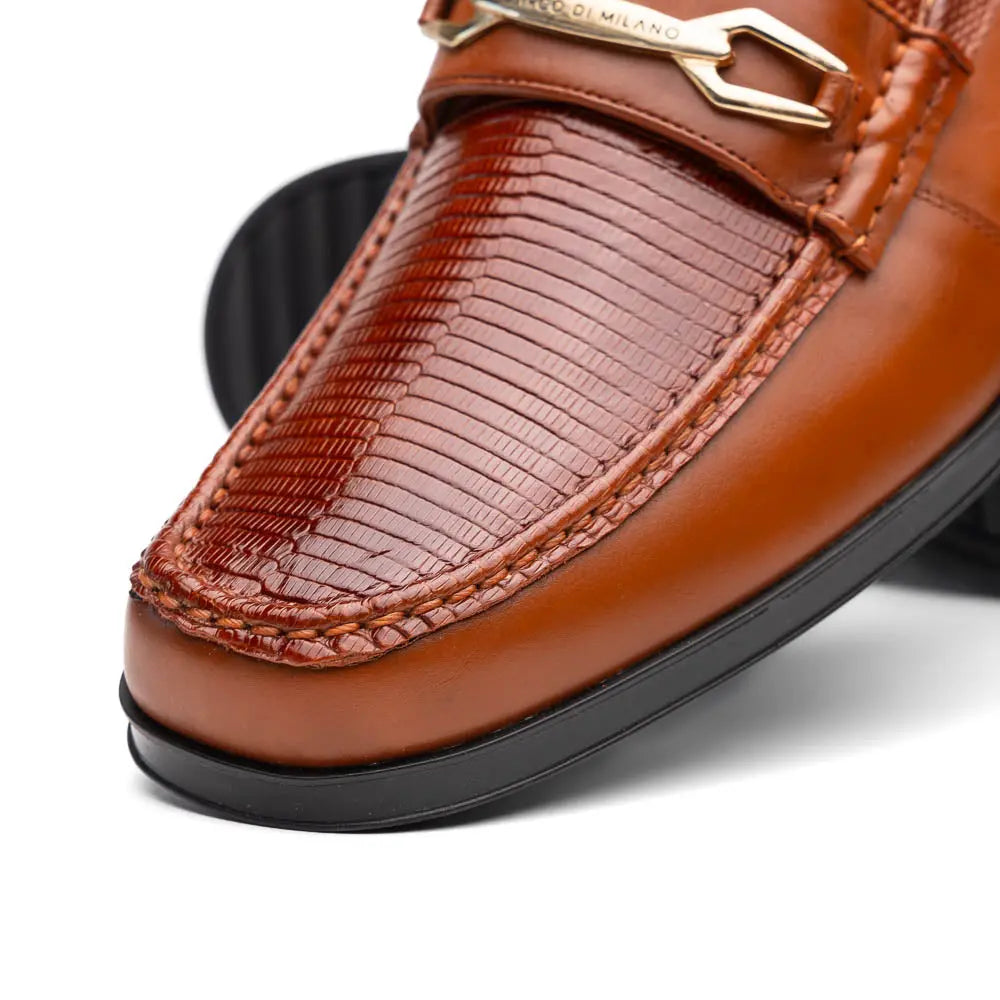Marco Di Milano Ravello Cognac Genuine Lizard Ring Loafers