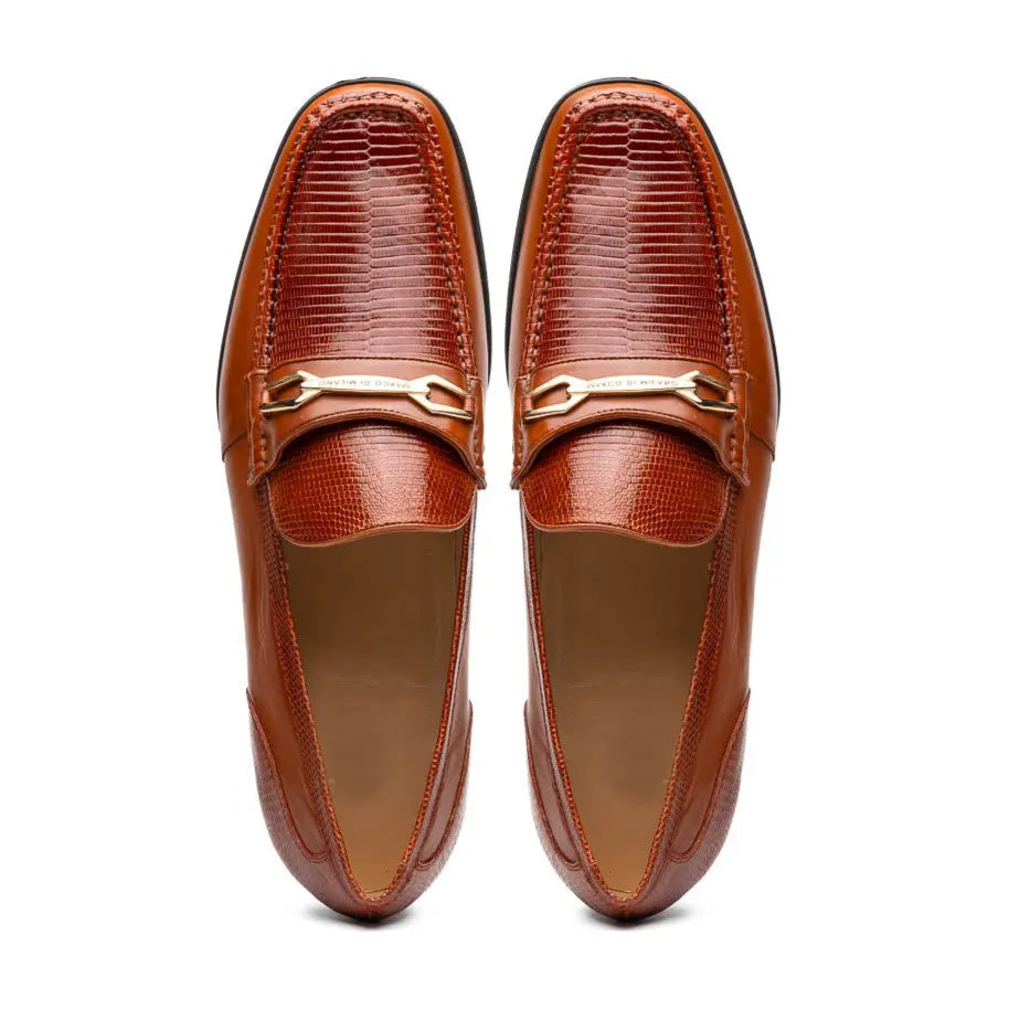Marco Di Milano Ravello Cognac Genuine Lizard Ring Loafers
