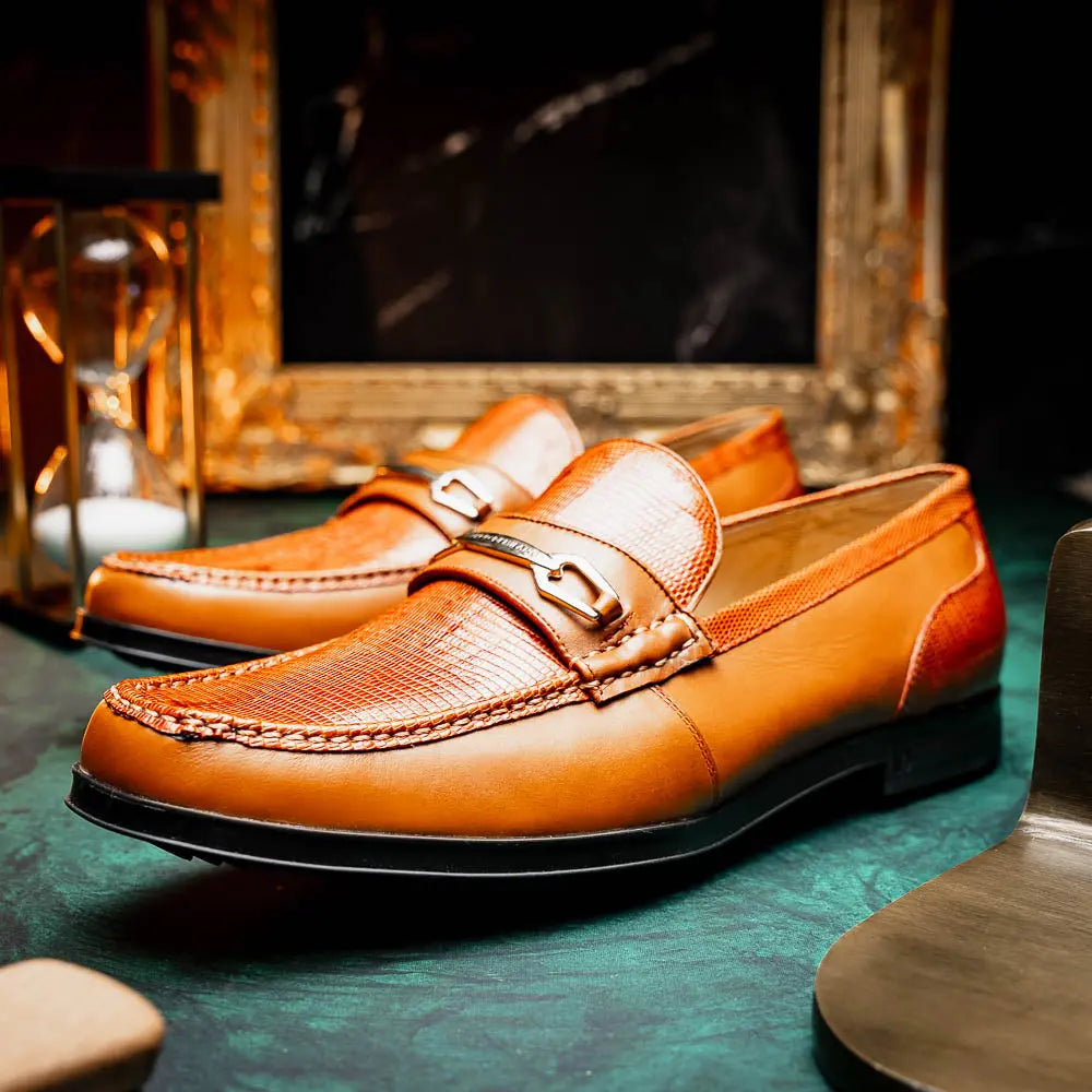 Marco Di Milano Ravello Honey Genuine Lizard Ring Loafers