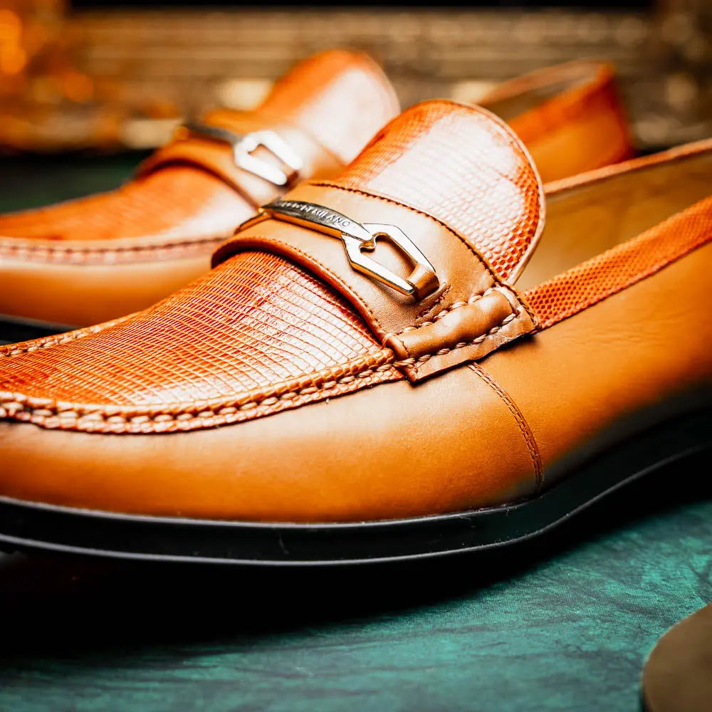 Marco Di Milano Ravello Honey Genuine Lizard Ring Loafers