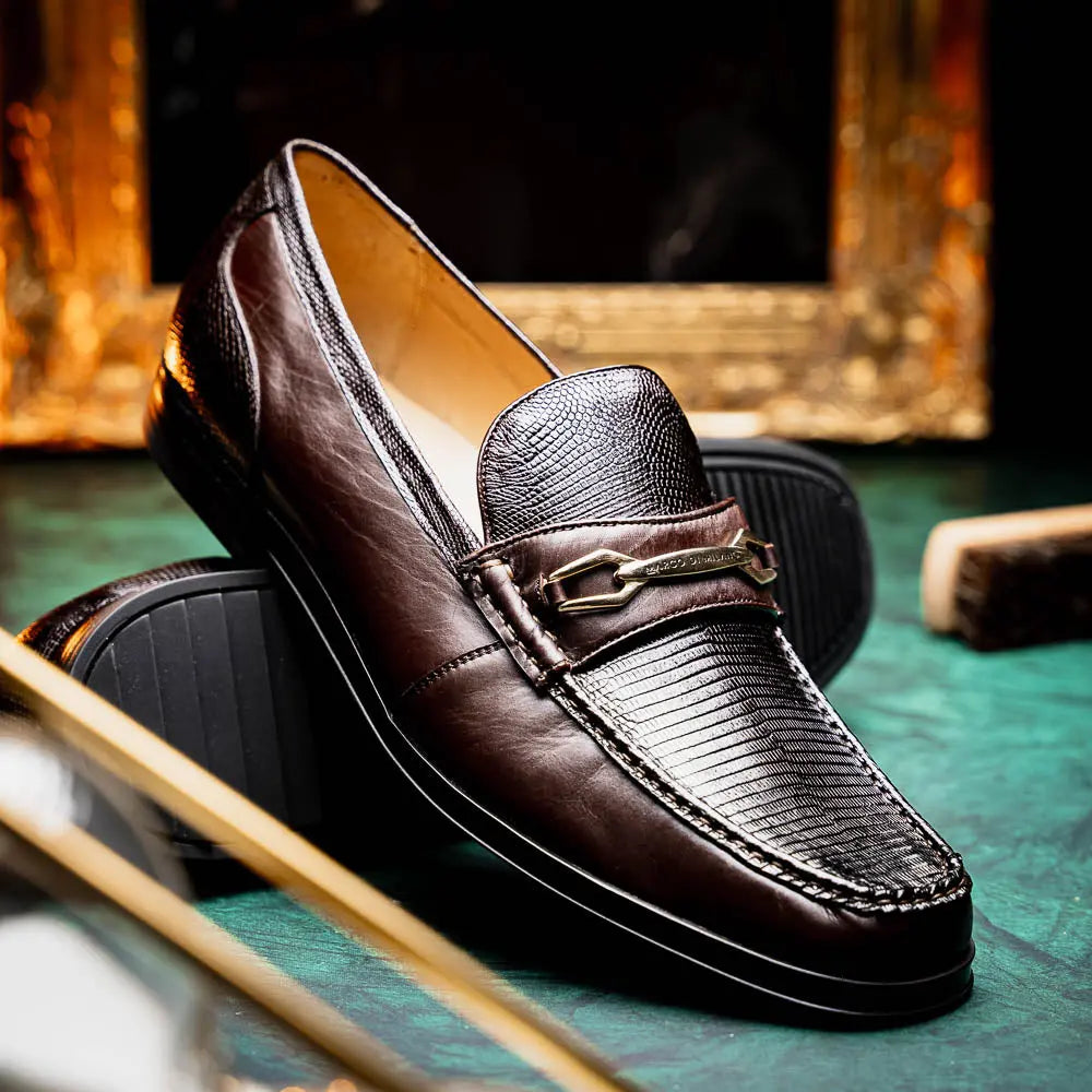 Marco Di Milano Ravello Brown Genuine Lizard Ring Loafers