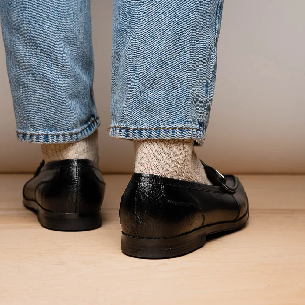 Marco Di Milano Ravello Black Genuine Lizard Ring Loafers