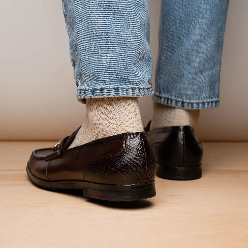 Marco Di Milano Ravello Brown Genuine Lizard Ring Loafers