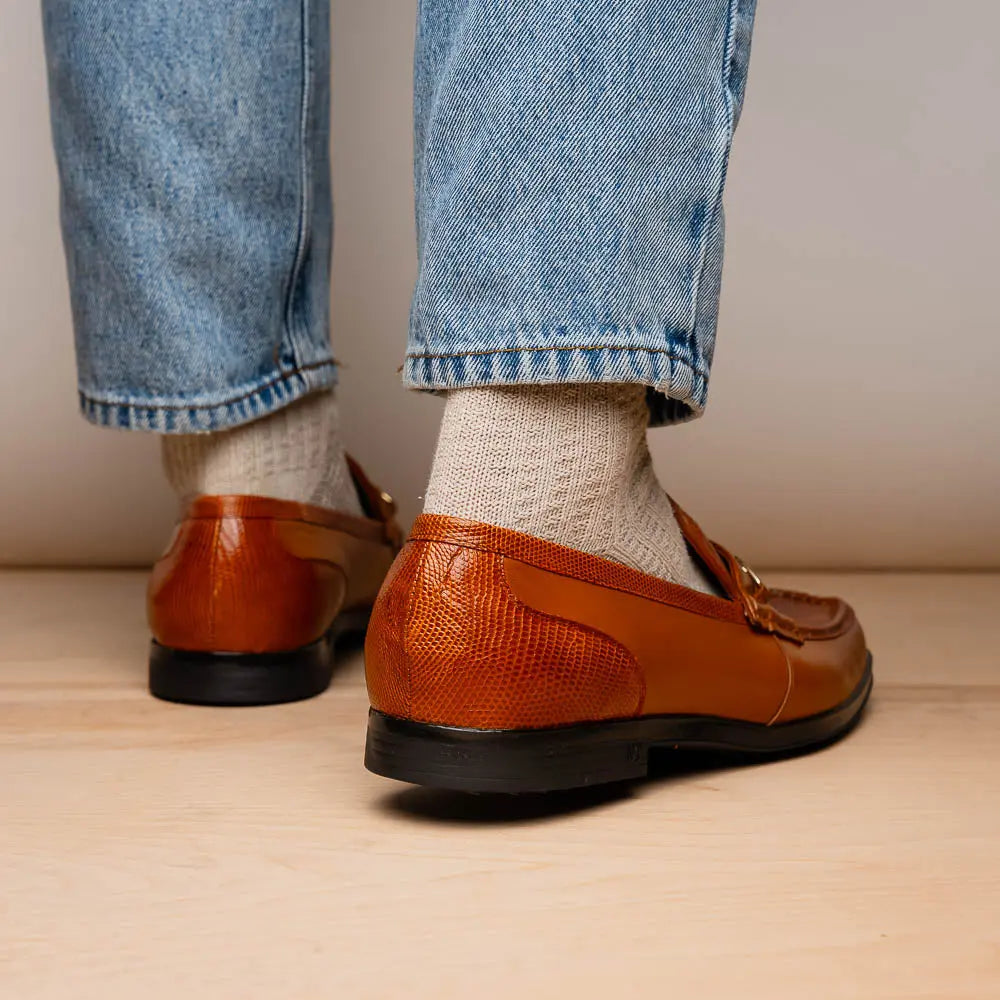 Marco Di Milano Ravello Honey Genuine Lizard Ring Loafers