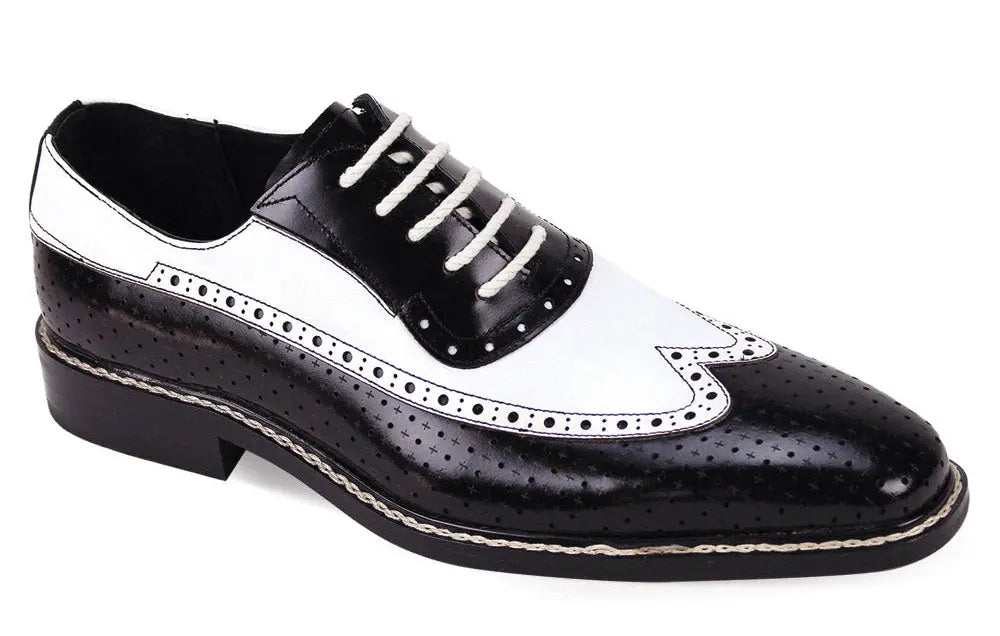 Giovanni Rio Black/White Genuine Leather Oxfords