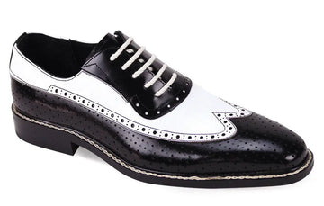 Giovanni Rio Black/White Genuine Leather Oxfords