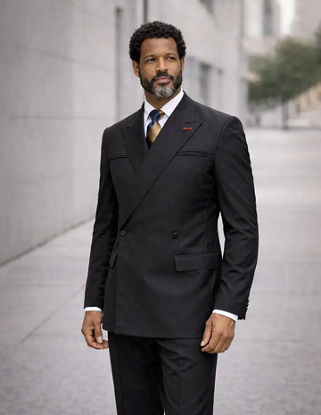 Statement Siena Black Super 200's Italian Wool/Cashmere Suit