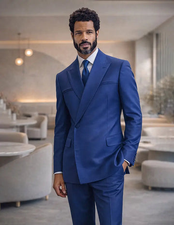 Statement Siena Sapphire Super 200's Italian Wool/Cashmere Suit