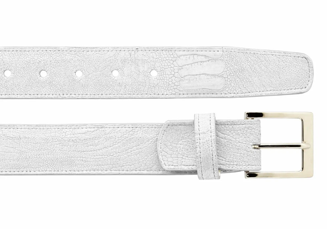 Belvedere 2000 White Genuine Ostrich Leg Belt