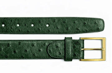 Belvedere 2001 Forest Green Genuine Ostrich Quill Belt