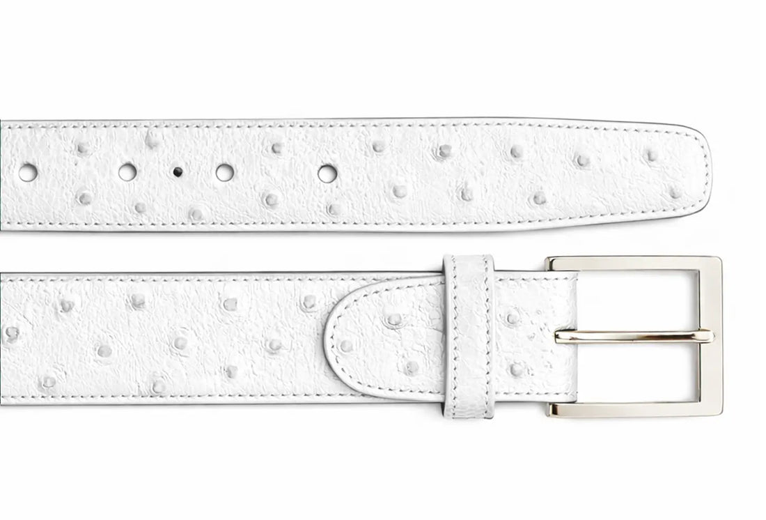 Belvedere 2001 White Genuine Ostrich Quill Belt