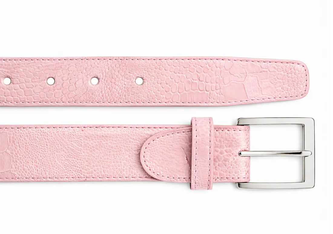 Belvedere 2000 Pink Genuine Ostrich Leg Belt