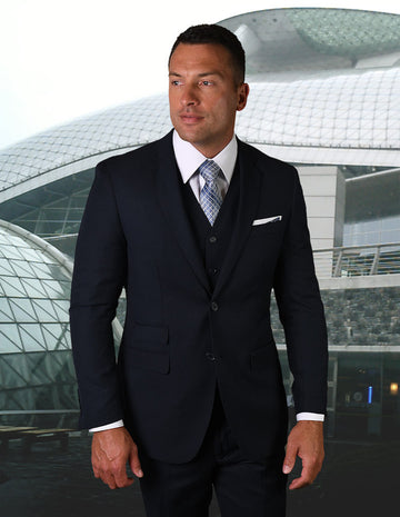 Statement STZV-101 Navy Super 180's Italian Wool Vested Suit