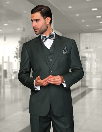 Statement STZV-100 Hunter Green Super 150's Italian Wool Vested Suit