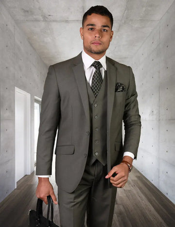 Statement STZV-102 Sage Super 180's Italian Wool Vested Suit