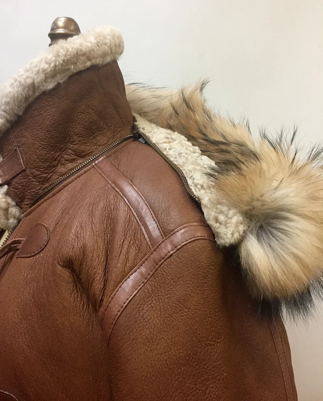 Jakewood B3/800 Cognac Genuine Shearling Sheepskin Aviator Jacket