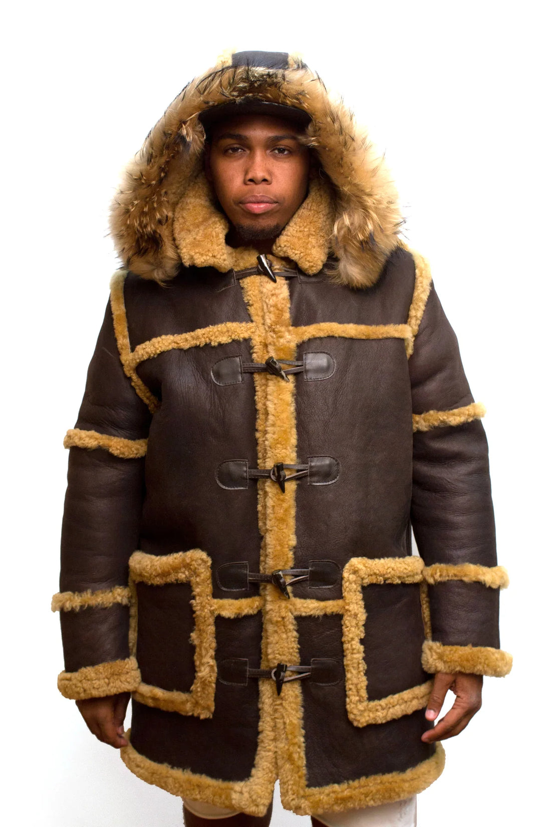 Jakewood 4100 Brown/Camel Genuine Sheepskin/Fur Long Jacket