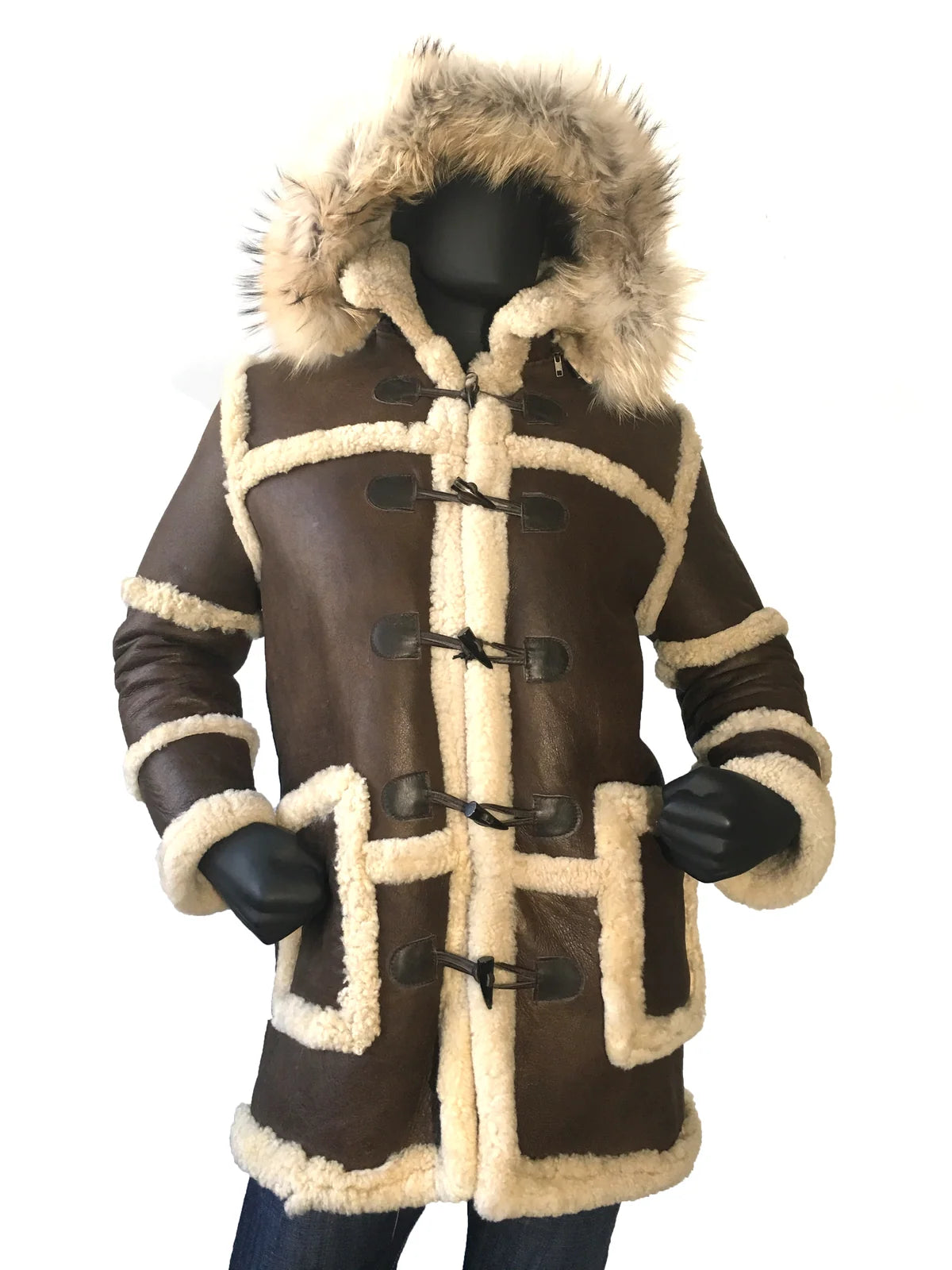 Jakewood 4100 Antique Genuine Sheepskin/Fur Long Jacket