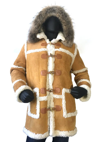 Jakewood 4100 Whiskey/Suede Genuine Sheepskin/Fur Long Jacket