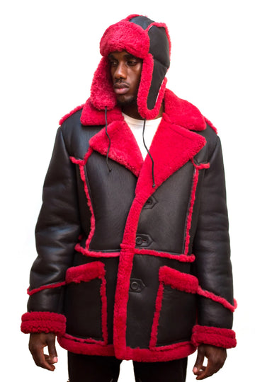 Jakewood 4900 Black/Red Genuine Sheepskin Marlboro Jacket
