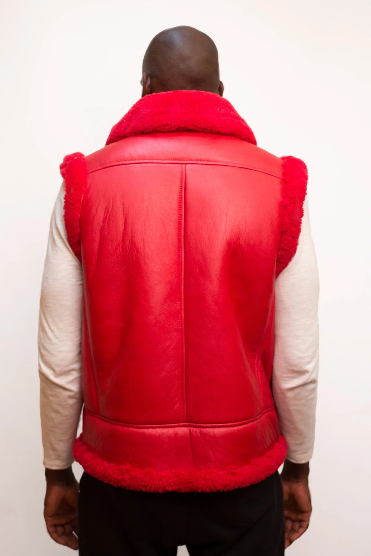 Jakewood 5600 Red Genuine Sheepskin/Fox Fur Vest