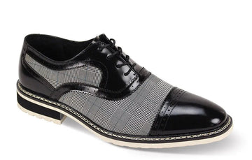 Giovanni Sinclair Black/White Genuine Leather Oxfords