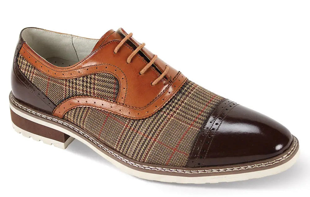 Giovanni Sinclair Chocolate Brown/Whiskey Genuine Leather Oxfords