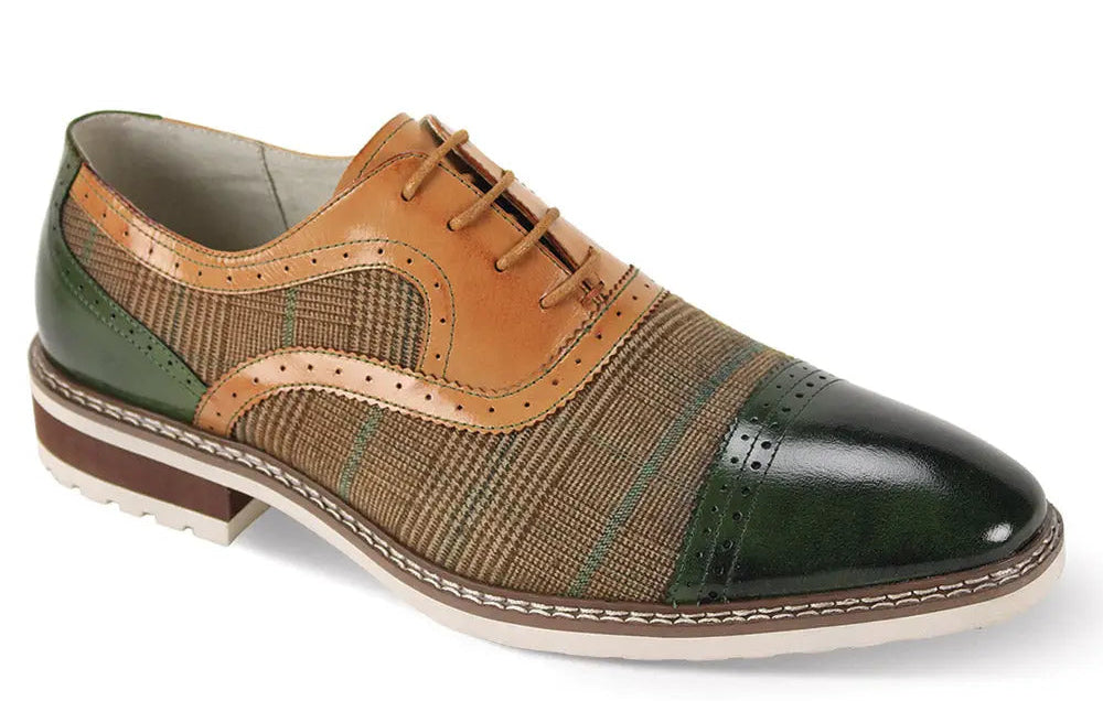 Giovanni Sinclair Olive/Tan Genuine Leather Oxfords