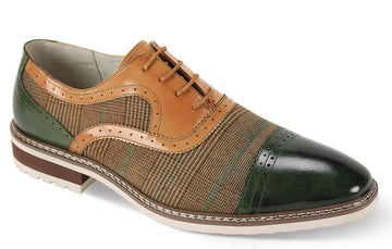 Giovanni Sinclair Olive/Tan Genuine Leather Oxfords