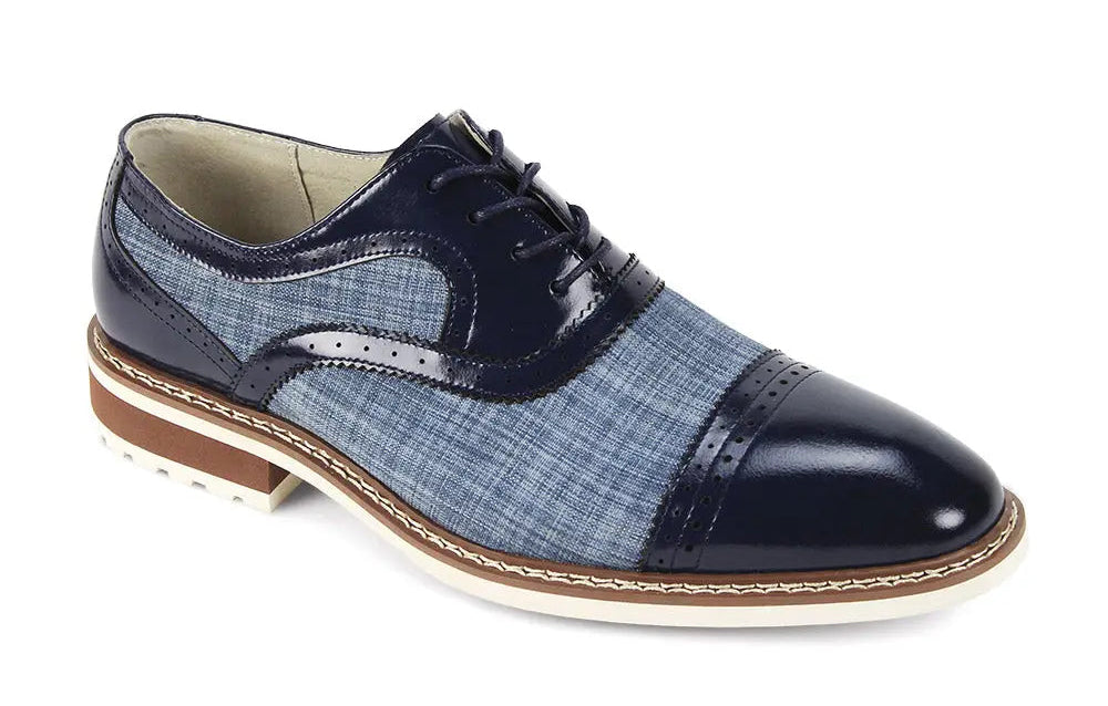 Giovanni Sinclair Sapphire Blue Genuine Leather Oxfords