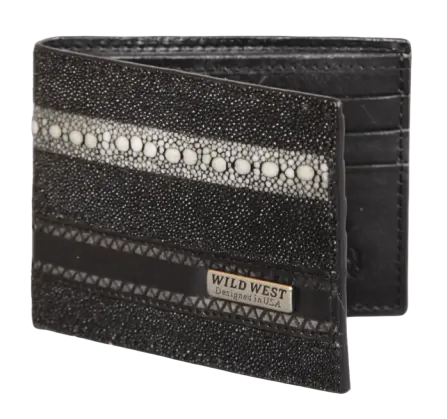 Wild West 2CA61105 Black Genuine Full Rowstone Stingray Wallet