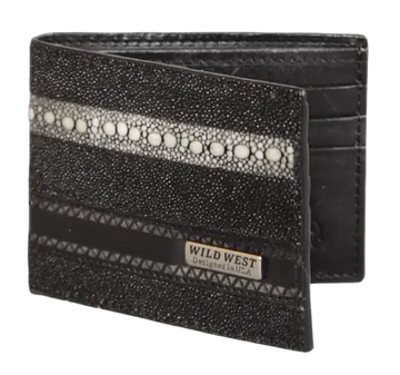 Wild West 2CA61105 Black Genuine Full Rowstone Stingray Wallet