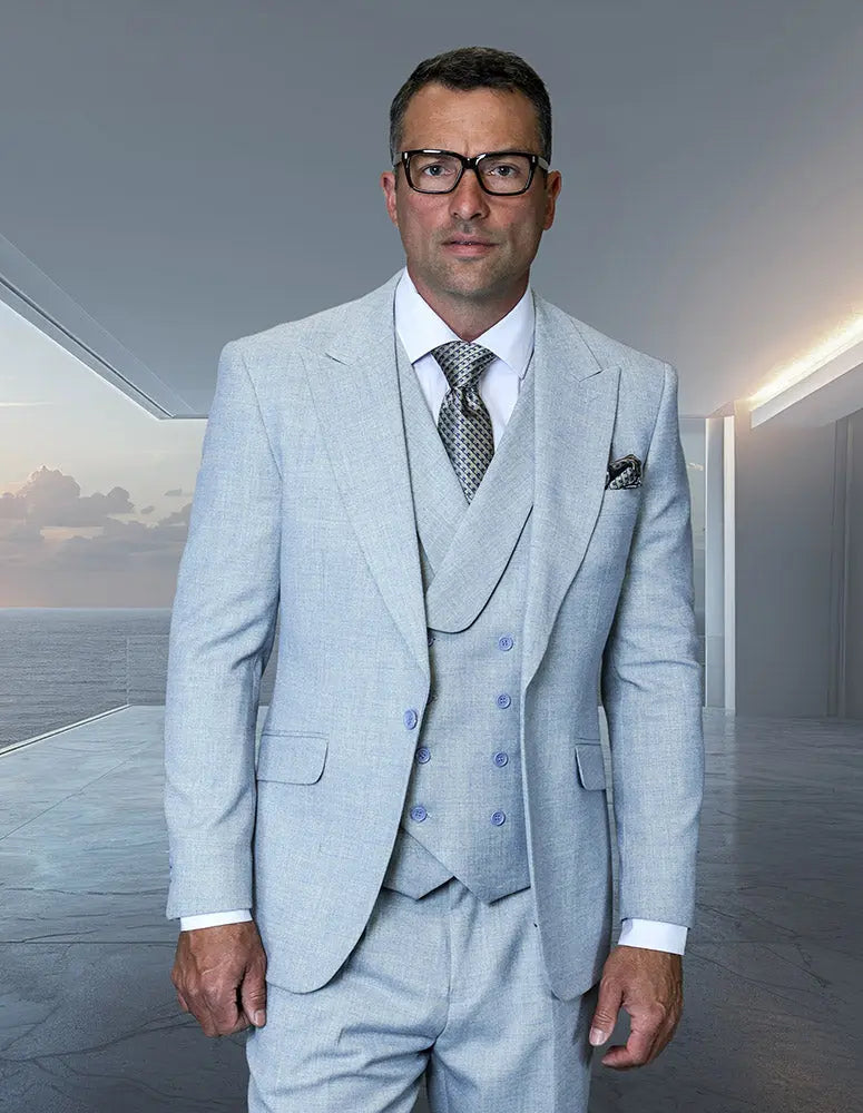 Statement Terry Blue Super 200's Italian Wool Vested Suit