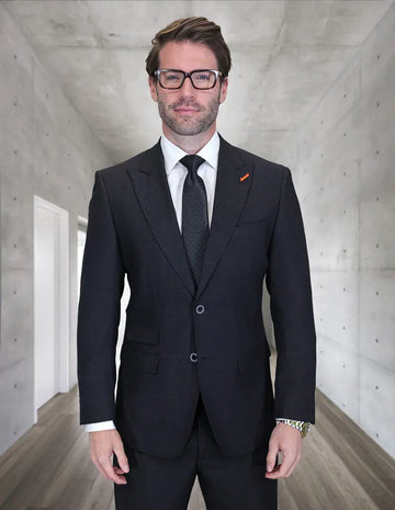 Statement Trieste Black Super 200's Italian Wool Suit