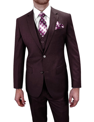 Statement TS-2V Eggplant Super 150's Italian Wool Vested Suit