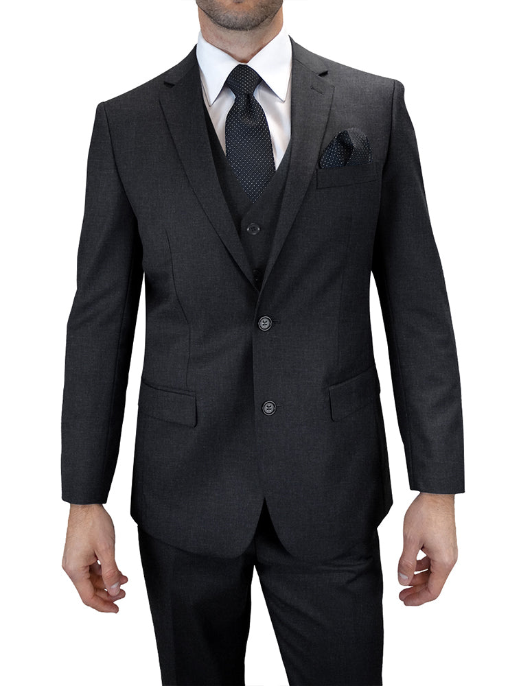 Statement TS-2V H Charcoal Super 150's Italian Wool Vested Suit