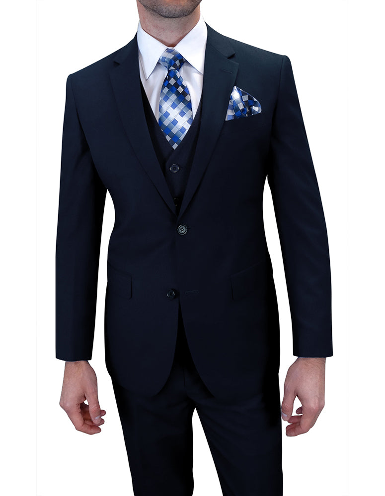 Statement TS-2V Navy Super 150's Italian Wool Vested Suit