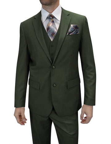 Statement TS-2V Olive Super 150's Italian Wool Vested Suit